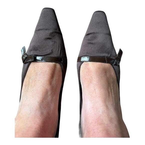 J. Loren Collection vintage brown fabric covered pumps with square toes size 8.5 - Picture 16 of 16